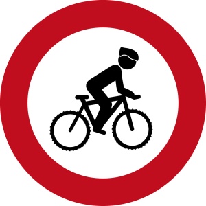 MTB verbodsbord Mountainbiken