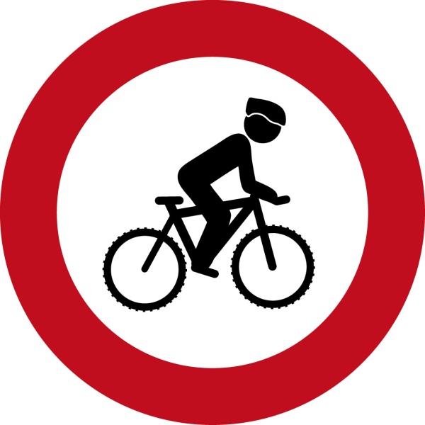 MTB verbodsbord Mountainbiken
