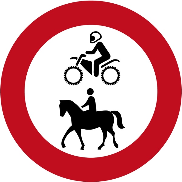 MTB verbodsbord Motorcrossen Paardrijden
