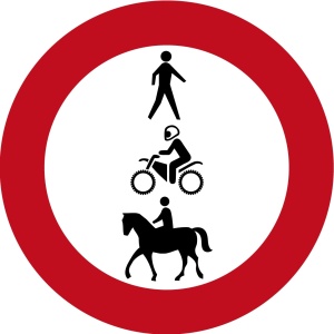 MTB verbodsbord Wandelen Motorcrossen Paardrijden