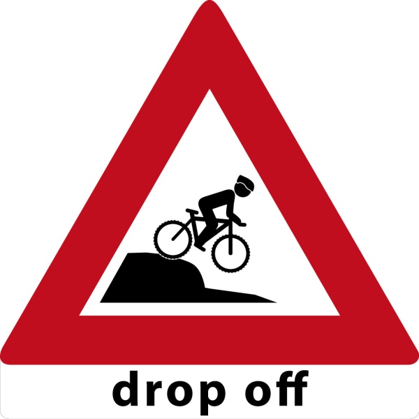 MTB waarschuwingsbord Drop Off