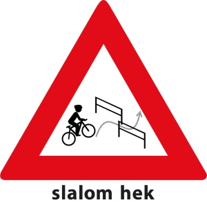 MTB waarschuwingsbord Slalom Hek
