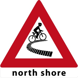 MTB waarschuwingsbord North Shore