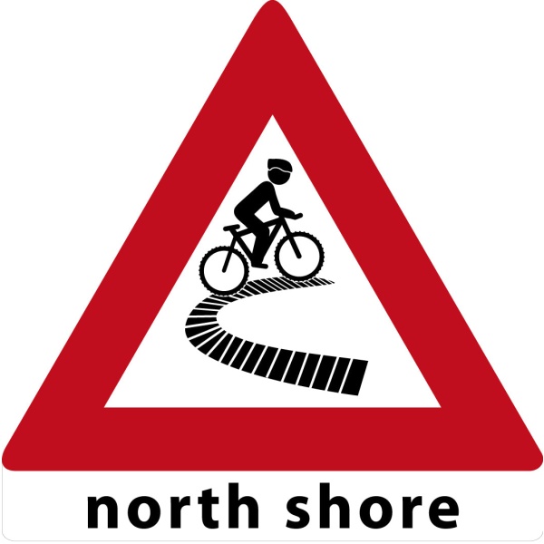 MTB waarschuwingsbord North Shore