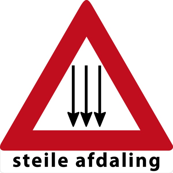 MTB waarschuwingsbord Steile Afdaling