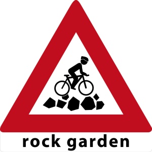 MTB waarschuwingsbord Rock Garden