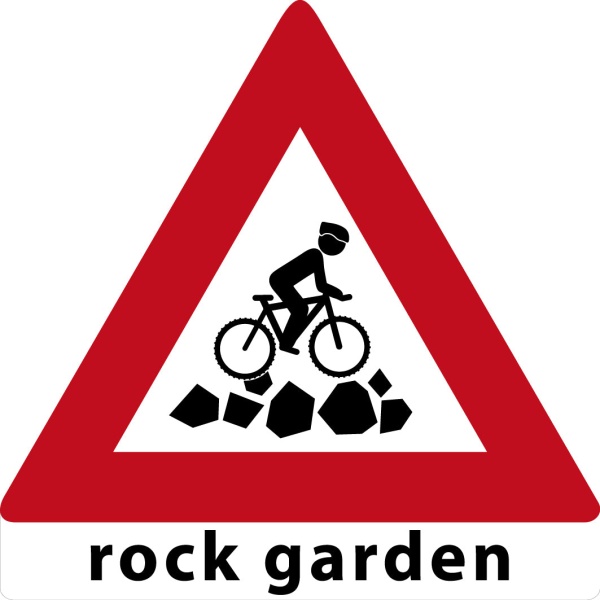 MTB waarschuwingsbord Rock Garden