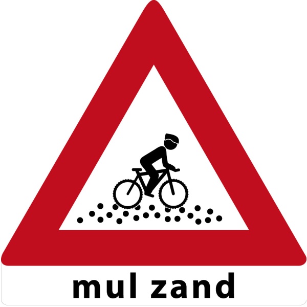MTB waarschuwingsbord Mul Zand