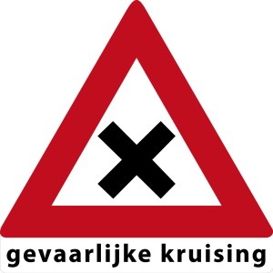 MTB waarschuwingsbord Gevaarlijke Kruising (groot)
