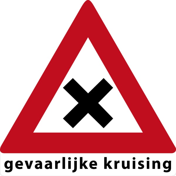 MTB waarschuwingsbord Gevaarlijke Kruising (groot)