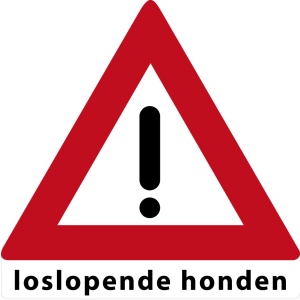 MTB waarschuwingsbord Loslopende Honden