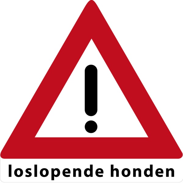 MTB waarschuwingsbord Loslopende Honden (groot)