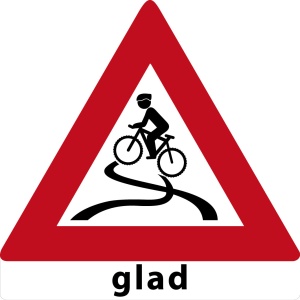 MTB waarschuwingsbord Glad