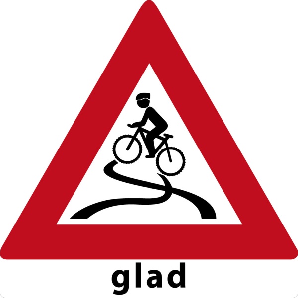 MTB waarschuwingsbord Glad