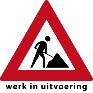 MTB waarschuwingsbord Werk in Uitvoering